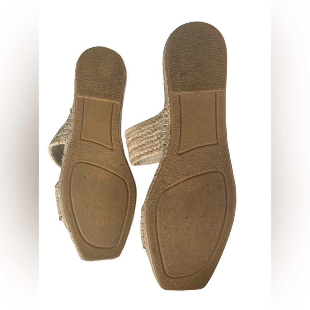 VIOLETA BY MANGO Natural Light Jute Flat Sandals Square Toe Woman’s Shoes - Picture 10 of 13